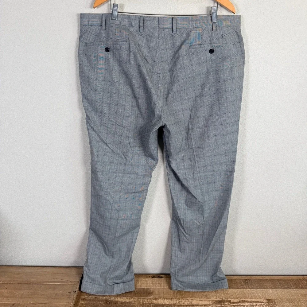 Ralph‎ Lauren Dress Pants Mens 40x30 Gray Glen Plaid Cuffed Flat Front Polyester